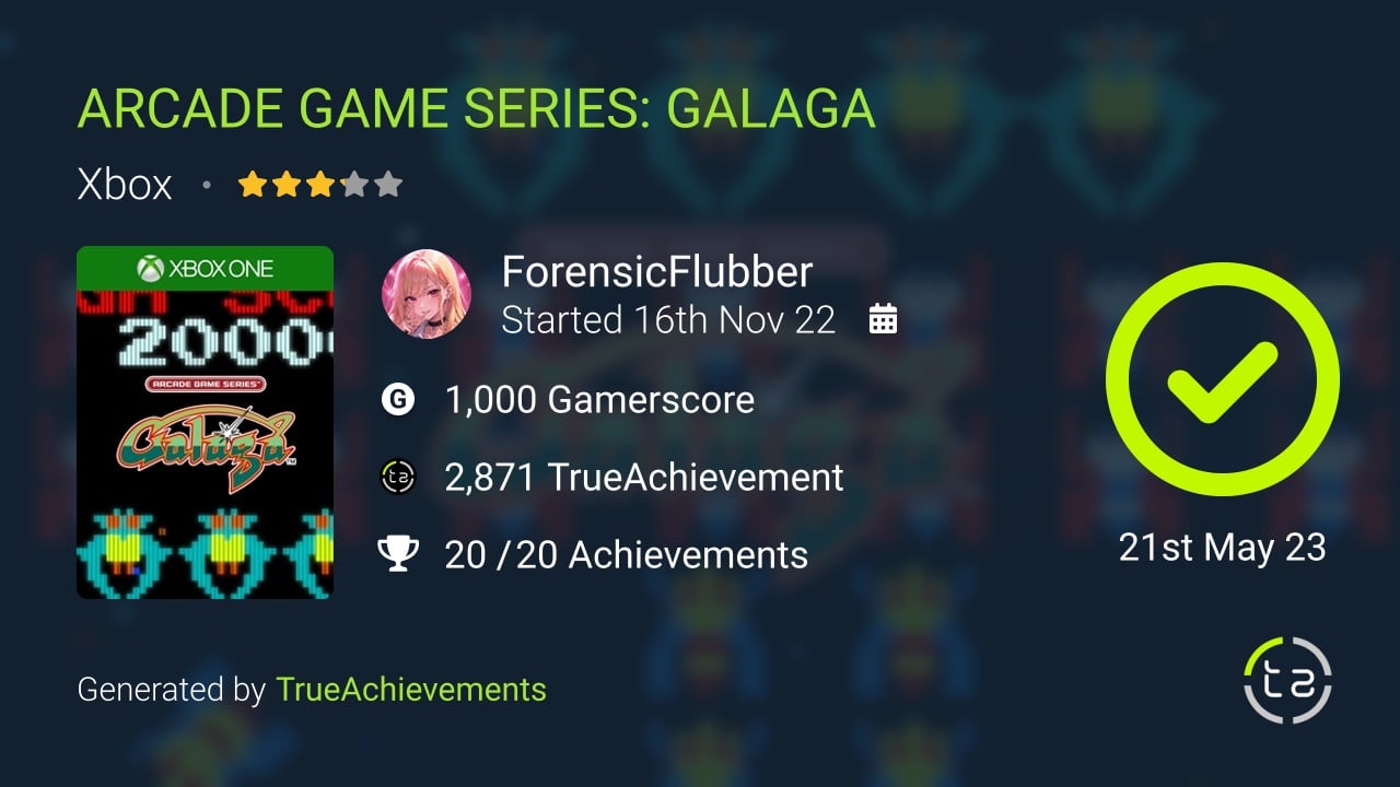 ARCADE GAME SERIES GALAGA achievement summary